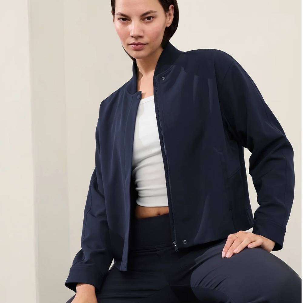 NWT Athleta Endless Bomber Jacket - Navy S